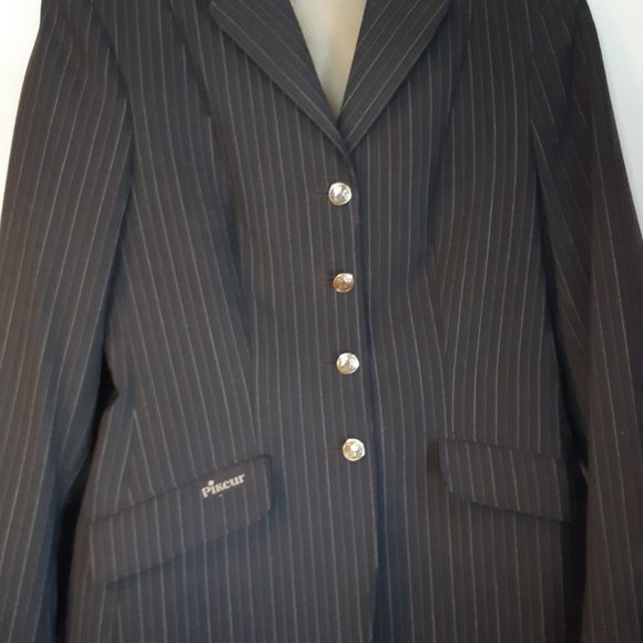 Pikeur German riding jacket coat brown stripe black velvet collar washable - Picture 3 of 8